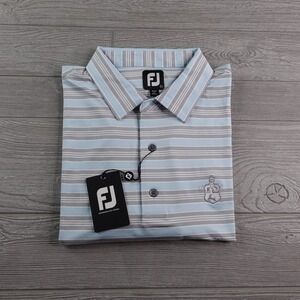 NEW Footjoy Polo Golf Shirt Men's XXL 2XL Prodry Lisle Blue Gray Striped NWT